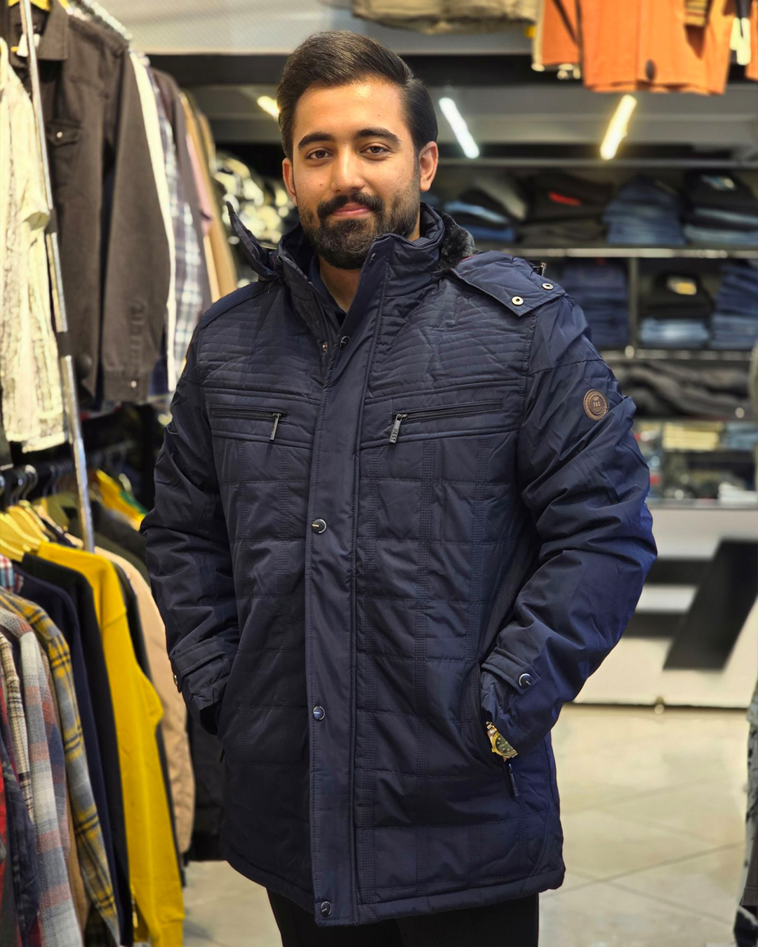 کاپشن شمعی وارداتی سایز بزرگ سرمه ای- کد 867